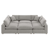 Commix Light Gray 6-Piece Down Filled Overstuffed Boucle Fabric Sectional Sofa - 80x120" - Ornate Home
