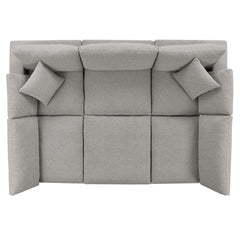 Commix Light Gray 6-Piece Down Filled Overstuffed Boucle Fabric Sectional Sofa - 80x120" - Ornate Home