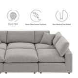 Commix Light Gray 6-Piece Down Filled Overstuffed Boucle Fabric Sectional Sofa - 80x120" - Ornate Home