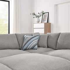 Commix Light Gray 6-Piece Down Filled Overstuffed Boucle Fabric Sectional Sofa - 80x120" - Ornate Home