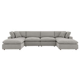 Commix Light Gray 6-Piece Down Filled Overstuffed Boucle Sectional Sofa - Ornate Home