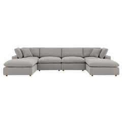 Commix Light Gray 6-Piece Down Filled Overstuffed Boucle Sectional Sofa - Ornate Home