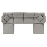 Commix Light Gray 6-Piece Down Filled Overstuffed Boucle Sectional Sofa - Ornate Home