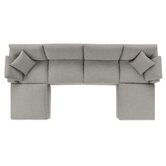 Commix Light Gray 6-Piece Down Filled Overstuffed Boucle Sectional Sofa - Ornate Home