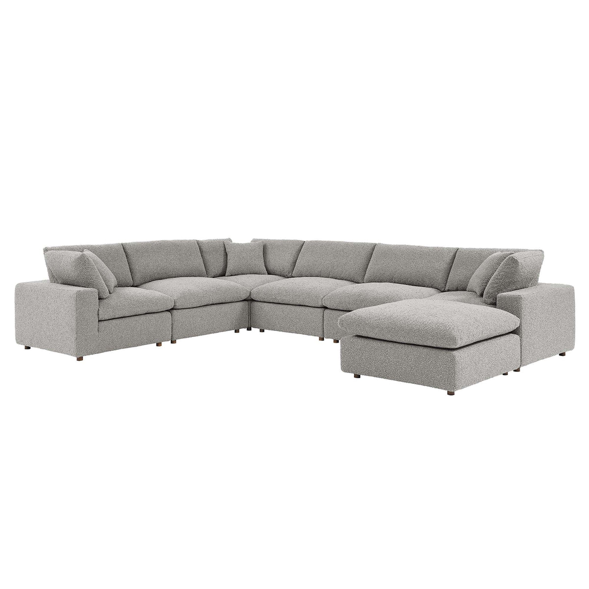 Commix Light Gray 7-Piece Down Filled Overstuffed Boucle Sectional Sofa - Ornate Home