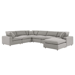 Commix Light Gray 7-Piece Down Filled Overstuffed Boucle Sectional Sofa - Ornate Home