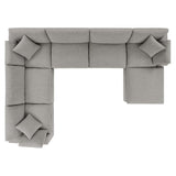 Commix Light Gray 7-Piece Down Filled Overstuffed Boucle Sectional Sofa - Ornate Home