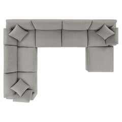 Commix Light Gray 7-Piece Down Filled Overstuffed Boucle Sectional Sofa - Ornate Home