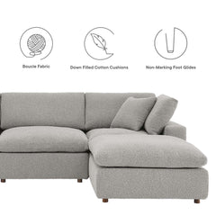 Commix Light Gray 7-Piece Down Filled Overstuffed Boucle Sectional Sofa - Ornate Home