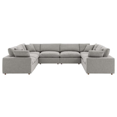 Commix Light Gray 8-Piece Down Filled Overstuffed Boucle Fabric Sectional Sofa - Ornate Home