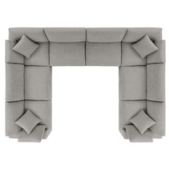 Commix Light Gray 8-Piece Down Filled Overstuffed Boucle Fabric Sectional Sofa - Ornate Home