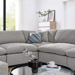 Commix Light Gray 8-Piece Down Filled Overstuffed Boucle Fabric Sectional Sofa - Ornate Home