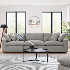 Commix Light Gray Down Filled Overstuffed Boucle Fabric 3-Seater Sofa - Ornate Home