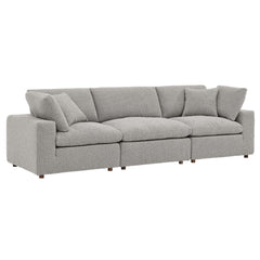 Commix Light Gray Down Filled Overstuffed Boucle Fabric 3-Seater Sofa - Ornate Home