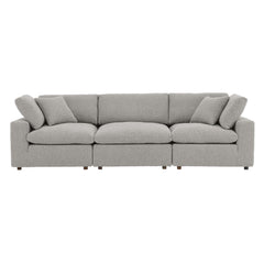Commix Light Gray Down Filled Overstuffed Boucle Fabric 3-Seater Sofa - Ornate Home