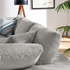 Commix Light Gray Down Filled Overstuffed Boucle Fabric 3-Seater Sofa - Ornate Home