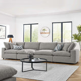 Commix Light Gray Down Filled Overstuffed Boucle Fabric 4-Seater Sofa - Ornate Home