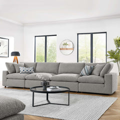 Commix Light Gray Down Filled Overstuffed Boucle Fabric 4-Seater Sofa - Ornate Home