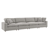 Commix Light Gray Down Filled Overstuffed Boucle Fabric 4-Seater Sofa - Ornate Home