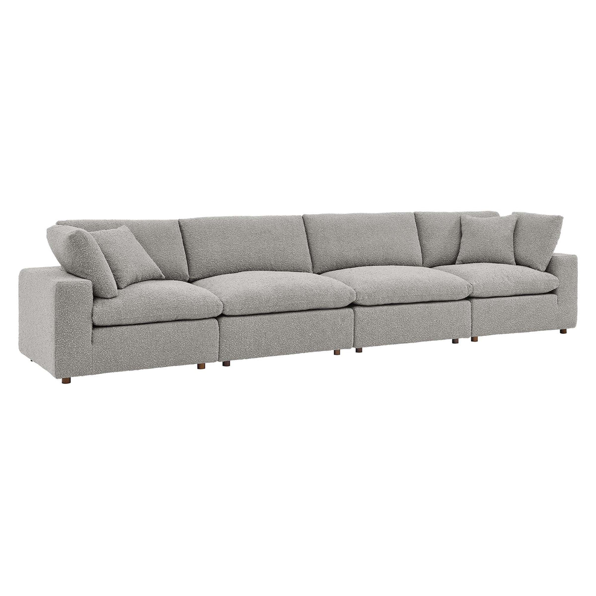 Commix Light Gray Down Filled Overstuffed Boucle Fabric 4-Seater Sofa - Ornate Home
