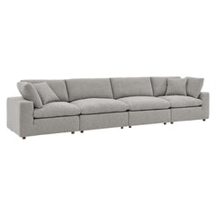 Commix Light Gray Down Filled Overstuffed Boucle Fabric 4-Seater Sofa - Ornate Home