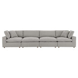 Commix Light Gray Down Filled Overstuffed Boucle Fabric 4-Seater Sofa - Ornate Home