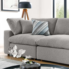 Commix Light Gray Down Filled Overstuffed Boucle Fabric 4-Seater Sofa - Ornate Home