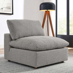 Commix Light Gray Down Filled Overstuffed Boucle Fabric Armless Chair - Ornate Home