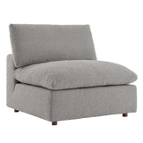 Commix Light Gray Down Filled Overstuffed Boucle Fabric Armless Chair - Ornate Home