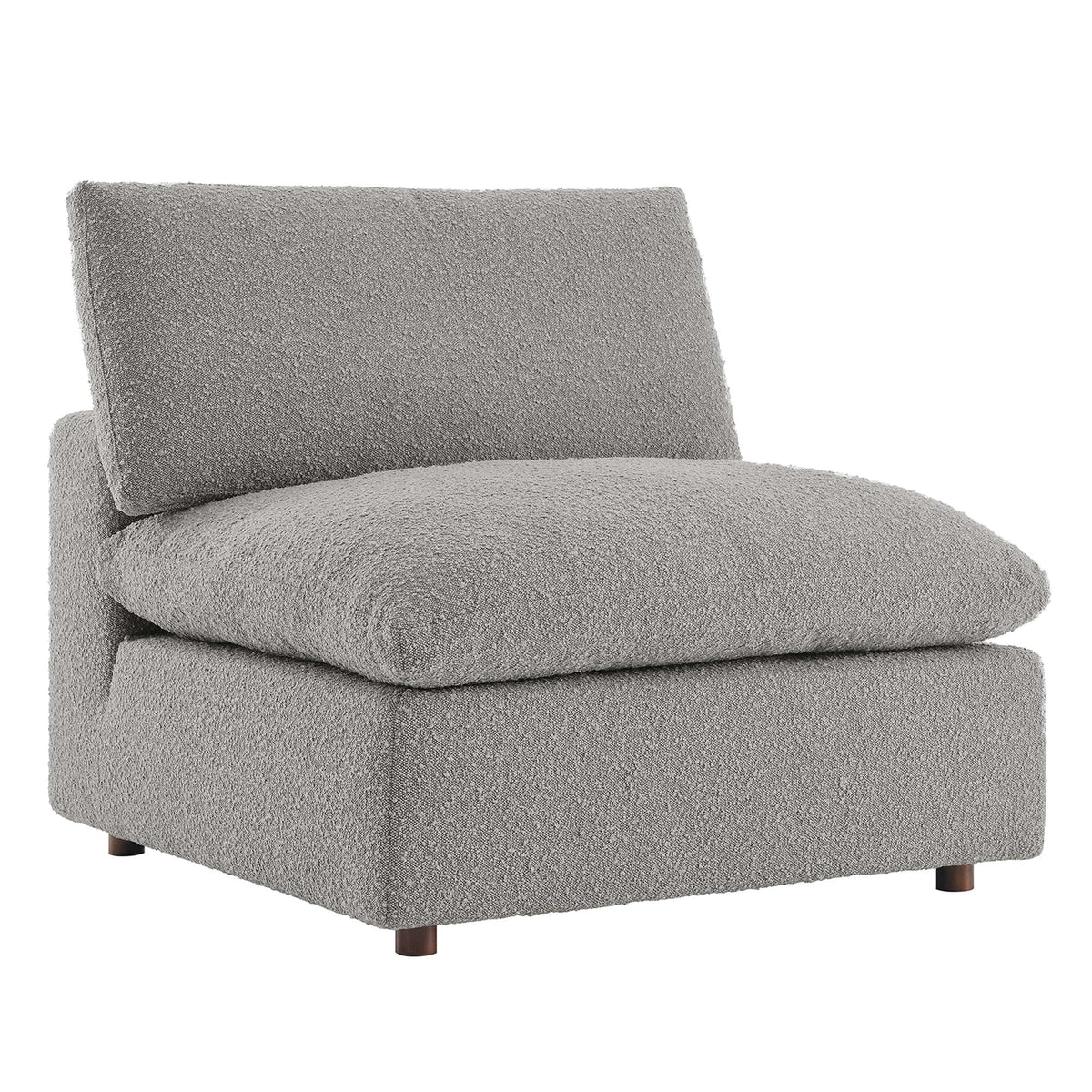Commix Light Gray Down Filled Overstuffed Boucle Fabric Armless Chair - Ornate Home