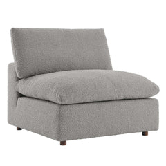 Commix Light Gray Down Filled Overstuffed Boucle Fabric Armless Chair - Ornate Home