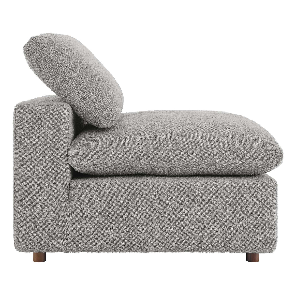Commix Light Gray Down Filled Overstuffed Boucle Fabric Armless Chair - Ornate Home