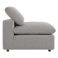 Commix Light Gray Down Filled Overstuffed Boucle Fabric Armless Chair - Ornate Home