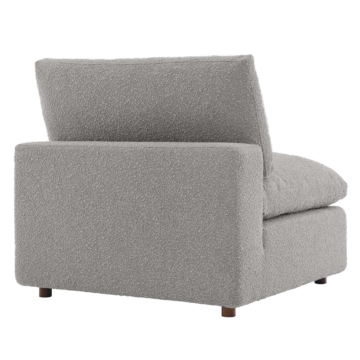 Commix Light Gray Down Filled Overstuffed Boucle Fabric Armless Chair - Ornate Home