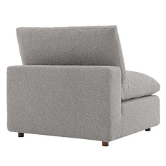 Commix Light Gray Down Filled Overstuffed Boucle Fabric Armless Chair - Ornate Home