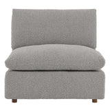 Commix Light Gray Down Filled Overstuffed Boucle Fabric Armless Chair - Ornate Home