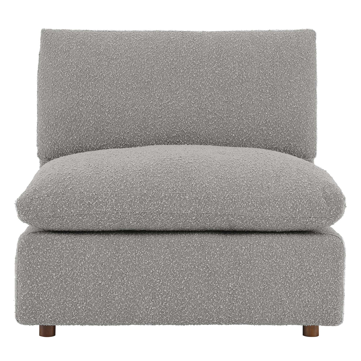 Commix Light Gray Down Filled Overstuffed Boucle Fabric Armless Chair - Ornate Home