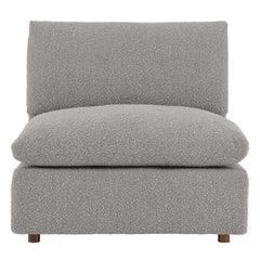 Commix Light Gray Down Filled Overstuffed Boucle Fabric Armless Chair - Ornate Home