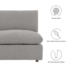 Commix Light Gray Down Filled Overstuffed Boucle Fabric Armless Chair - Ornate Home