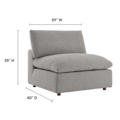Commix Light Gray Down Filled Overstuffed Boucle Fabric Armless Chair - Ornate Home