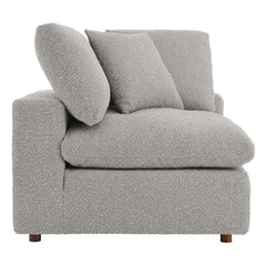 Commix Light Gray Down Filled Overstuffed Boucle Fabric Corner Chair - Ornate Home