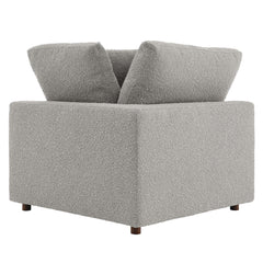 Commix Light Gray Down Filled Overstuffed Boucle Fabric Corner Chair - Ornate Home