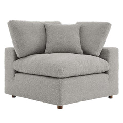 Commix Light Gray Down Filled Overstuffed Boucle Fabric Corner Chair - Ornate Home