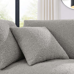 Commix Light Gray Down Filled Overstuffed Boucle Fabric Corner Chair - Ornate Home
