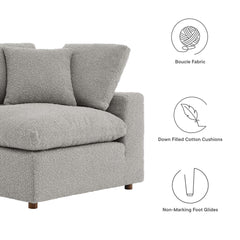 Commix Light Gray Down Filled Overstuffed Boucle Fabric Corner Chair - Ornate Home