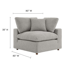 Commix Light Gray Down Filled Overstuffed Boucle Fabric Corner Chair - Ornate Home
