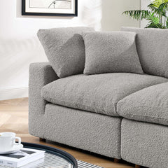 Commix Light Gray Down Filled Overstuffed Boucle Fabric Loveseat - Ornate Home