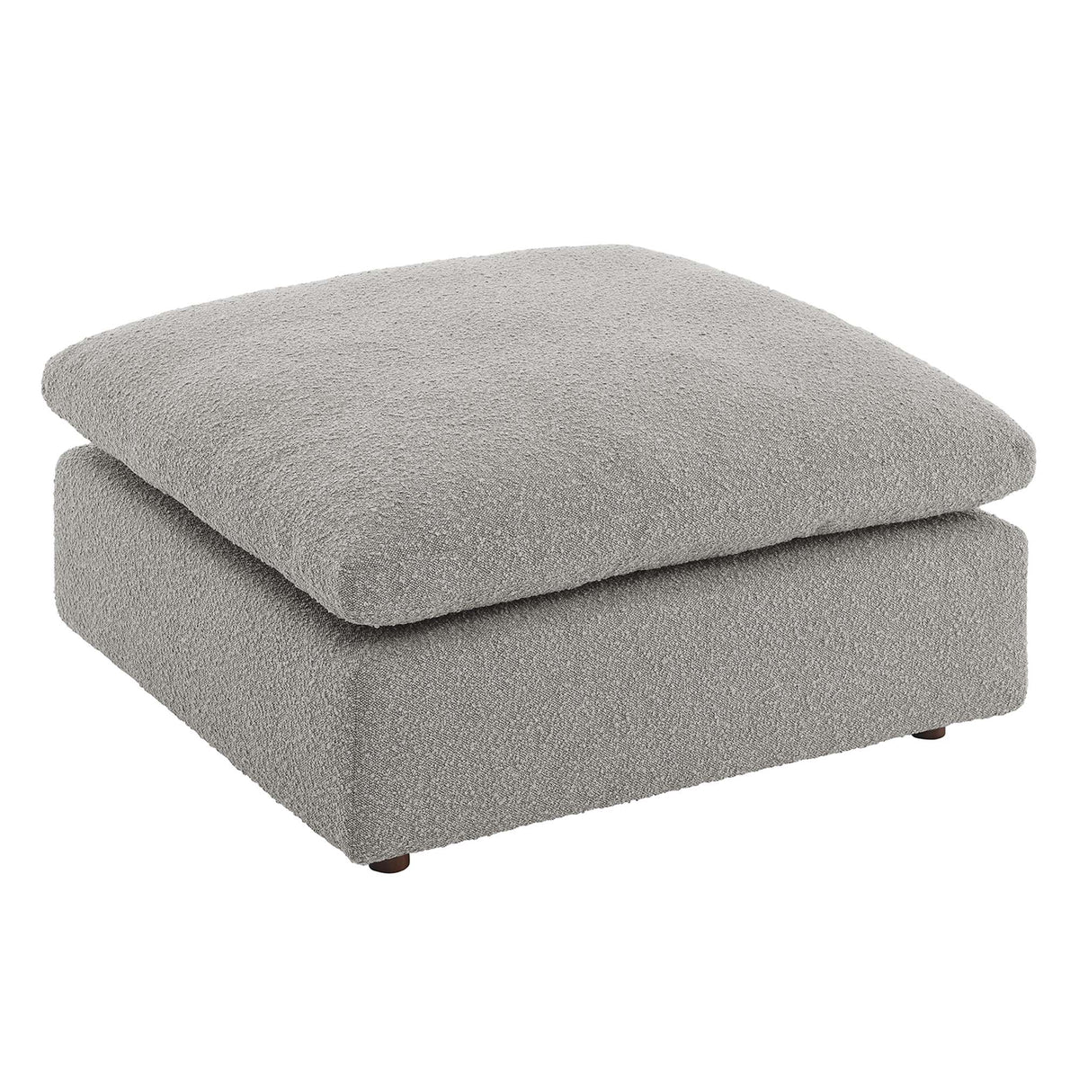 Commix Light Gray Down Filled Overstuffed Boucle Fabric Ottoman - Ornate Home