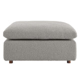 Commix Light Gray Down Filled Overstuffed Boucle Fabric Ottoman - Ornate Home