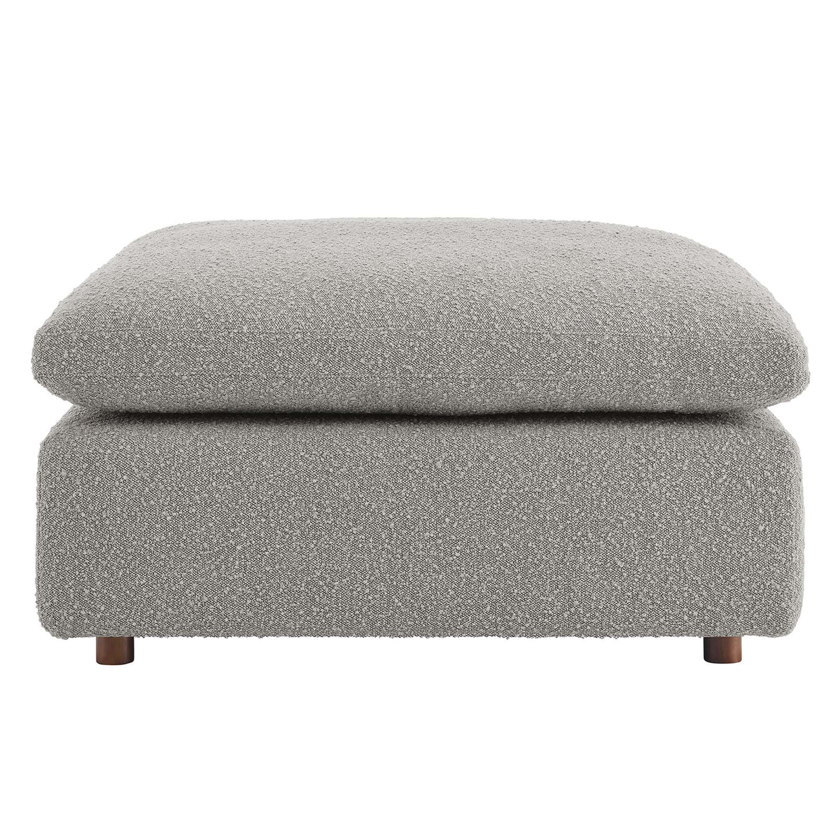 Commix Light Gray Down Filled Overstuffed Boucle Fabric Ottoman - Ornate Home